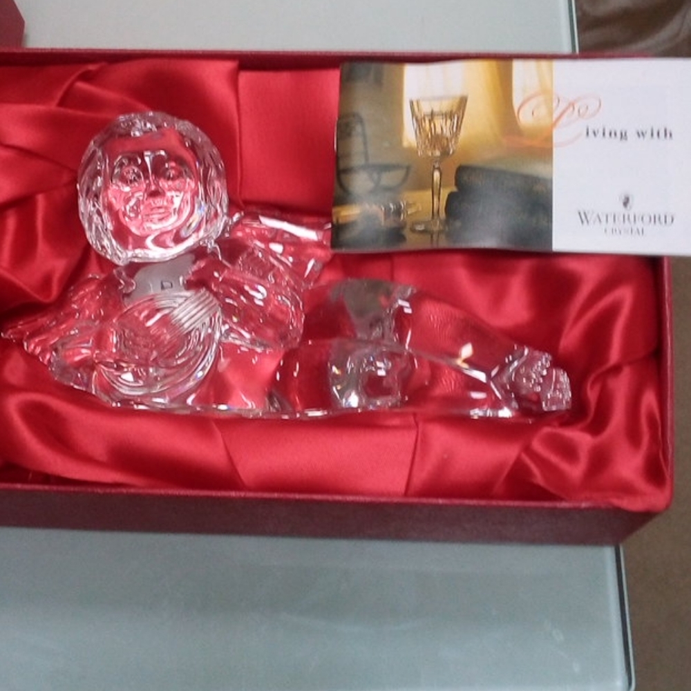 Waterford crystal cherub with lute